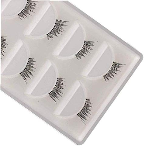 lujiaoshout 5 Pares de Efecto Natural Hecho a Mano simulados pestañas Suave Reutilizable La Mitad de pestañas Extensiones de Maquillaje de Belleza Suministros Negro