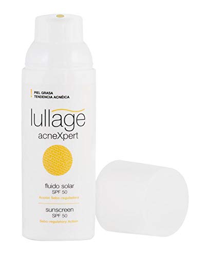 Lullage acneXpert Filtro Solar Facial SPF 50 Protege tu Piel de los Efectos del Sol para Piel Grasa Fórmula oil free y no blanqua SPF 50 | UVB | UVA | IR , 50 ml