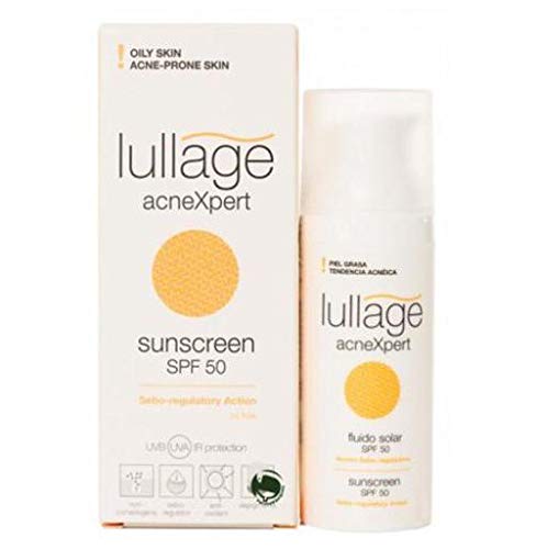 Lullage acneXpert Filtro Solar Facial SPF 50 Protege tu Piel de los Efectos del Sol para Piel Grasa Fórmula oil free y no blanqua SPF 50 | UVB | UVA | IR , 50 ml