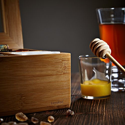 Lumaland Cuisine Caja de té de bambú con 10 Compartimentos de Aprox 36,7 x 20 x 9 cm Material sostenible práctico y Decorativo