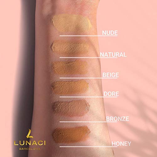 LUNACI Barcelona Base de maquillaje, foundation, Antiedad, Multivitaminas, AcabadoMate,Sin aceites, SPF 15, hypoallergenic 30Ml (NUDE 01)