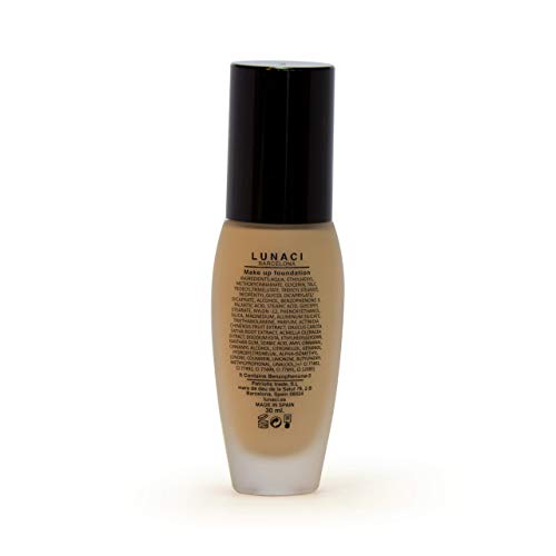LUNACI Barcelona Base de maquillaje, foundation, Antiedad, Multivitaminas, AcabadoMate,Sin aceites, SPF 15, hypoallergenic 30Ml (NUDE 01)