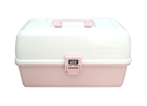 Lunar Box Caja de 3 bandejas, Manualidades y Costura, Compartimentos Ajustables, Color Rosa, 3 Tray