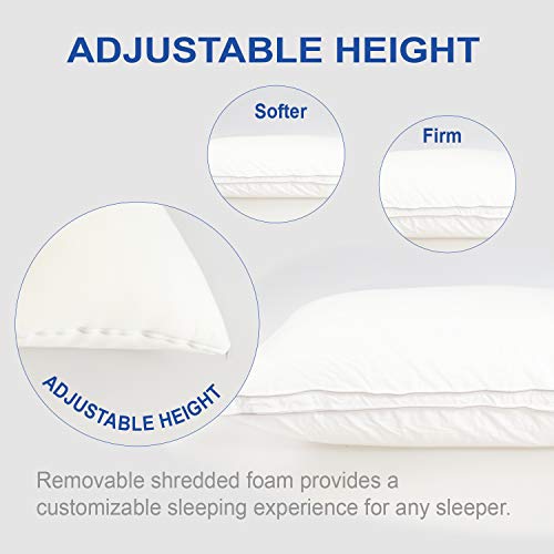 Lunvon Almohada de Espuma de Memoria 71 x 51 cm Almohada Viscoelástica Altura Ajustable, Funda de Almohada Desmontable de Diseño de Doble Banda Lateral Mantiene la Forma