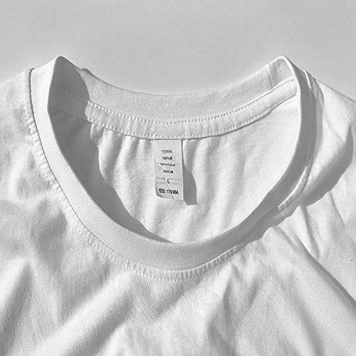 LuoMei Camiseta Estampada Blanca Jersey de Manga Corta con Cuello en o para Mujer Camiseta de Algodón Puro para MujerComo se muestra, XS