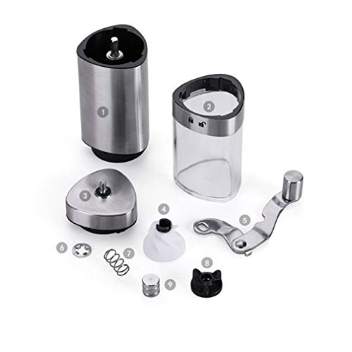 Luoshan Máquina portátil de café, Herramienta Multifuncional Triángulo Mano Máquina de café de Acero Inoxidable Mano del hogar de la Cocina Molino de café, Adecuado for Viajes de Negocios/Home Cocina