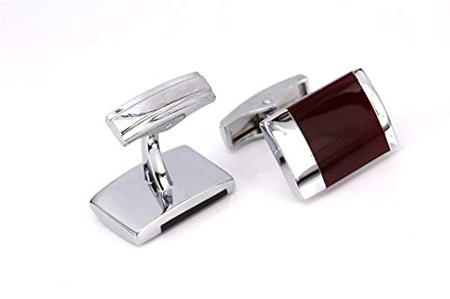 LUOSI Fibra Camisa Roja Esmalte Gemelos Gemelos francés Masculino cufflin Francesa Camisa de los Hombres joyería de la Boda el Novio Hombres Gemelos (Metal Color : 7)