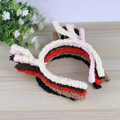 Lurrose 6 Piezas Diadema de Asta de Reno Diademas de Navidad de Felpa Tocado para Fiesta Rendimiento Suministro para Año Nuevo