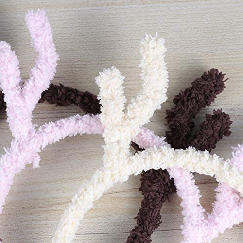 Lurrose 6 Piezas Diadema de Asta de Reno Diademas de Navidad de Felpa Tocado para Fiesta Rendimiento Suministro para Año Nuevo