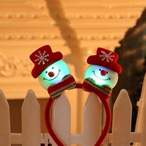 Lurrose 8 Piezas Diademas de Navidad de Papá Noel Renos Muñeco de Nieve Oso Diadema de Luces Banda de Cabeza Disfraz de Cabello Navidad