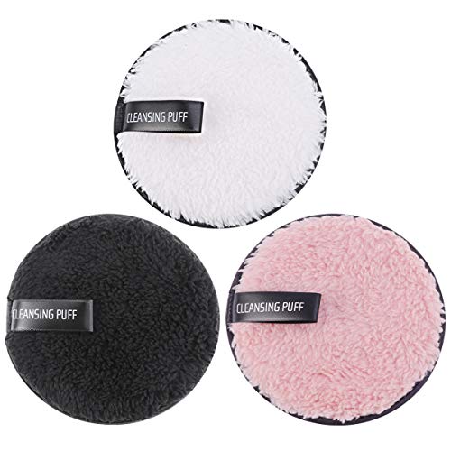 Lurrose Almohadillas desmaquillantes desmaquilladoras reutilizables de felpa Faciales lavables para el cuidado de la piel y el cuidado 3pcs