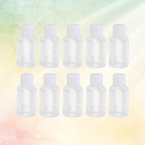 Lurrose - Juego de 12 botellas de plástico vacías de 50 ml con tapa abatible para emulsión de gel de ducha de agua emoliente.
