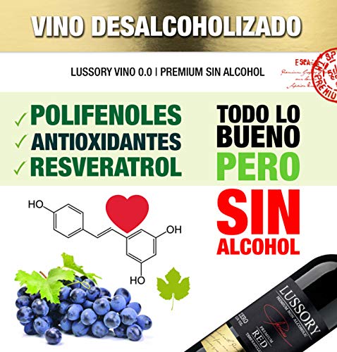 Lussory Tempranillo - vino tinto sin alcohol caja de 6 x750 ml - Total 4500 ml