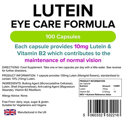 Luteína 10mg (Caléndula Extracto) cápsulas - 100 CAPS