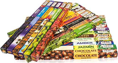 Luxflair Sticks de Incienso de la India XXL Set de 25 variedades Diferentes, p. Nag Champa, sándalo, ámbar, Cannabis, Chocolate y Mucho más.