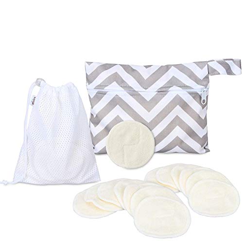 Luxja Discos Desmaquillantes Reutilizables con 2 Bolsa de Almacenar, Lavables Rondas Faciales (Aptos para Pieles Sensibles) 14pcs