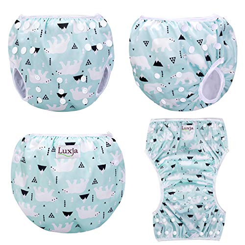 Luxja Pañal de Natación para bebes Bañador Reutilizable de Nadar de Bebé Pañal lavable para Bebé (0-3 años), Flamenco rosado + oso polar