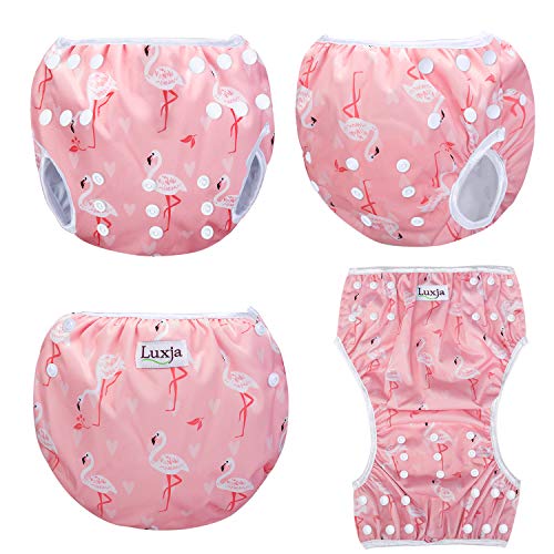 Luxja Pañal de Natación para bebes Bañador Reutilizable de Nadar de Bebé Pañal lavable para Bebé (0-3 años), Flamenco rosado + oso polar