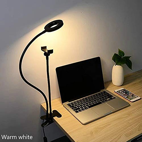 Luz de escritorio de mesa USB flexible con anillo LED Lámpara de luz de flash Trípodes de mesa con soporte para teléfono móvil para video bloggers