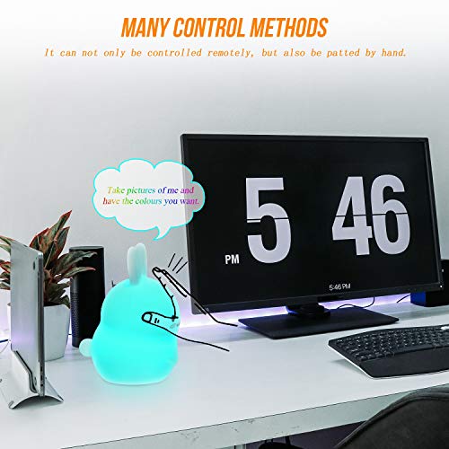 Luz de Noche Infantil, Zorara Luz Nocturna Bebé Recargabl, Lampara Nocturna Silicona Multicolor Remoto ara los Niños Bebés (Luz de 9 Colores) [Clase de eficiencia energética A+] (Vistosa)