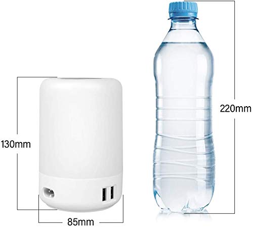 Luz de Nocturna LED, Amouhom Lámpara de Mesita de Noche hay 4 puertos USB, puede cambiar el color, ajustar el brillo para proteger los ojos de niños, utilizar en el dormitorio o salón