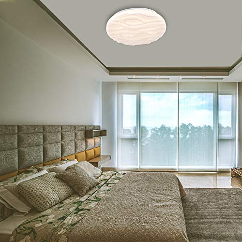 Luz de techo LED Baño Cocina Dormitorio Lámpara Techo LED Sala de estar Comedor Estudio Balcón Pasillo Habitación Redondo Impermeable Moderno Plafón LED Blanco natural 4000K 18W 1500lm LUSUNT