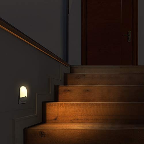 Luz Nocturna Infantil (2 Pack) OMERIL Luz Noche con Luz Sensor, Luz Quitamiedos Infantil con Enchufe Pared, Ahorro de Energía para Habitación Bebé, Niños, Dormitorio, Sala, Pasillos, Baño, Cocina