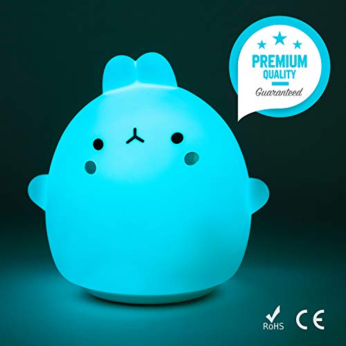 Luz nocturna infantil quitamiedos con forma de animales para mesita | Lámpara de noche LED conejito con colores RGB para habitación de bebé, recargable vía USB | Regalo original para niños.