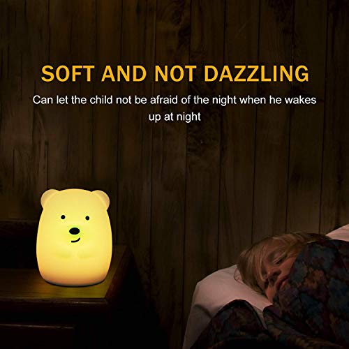 Luz Nocturna Infantil, Redmoo Luz Noche LED Luz de Noche Bebé con Remoto Lámpara de Cabecera Silicona USB Recargable RGB Multicolor Luz Bebe Nocturna para Dormitorio/Regalo para Niños