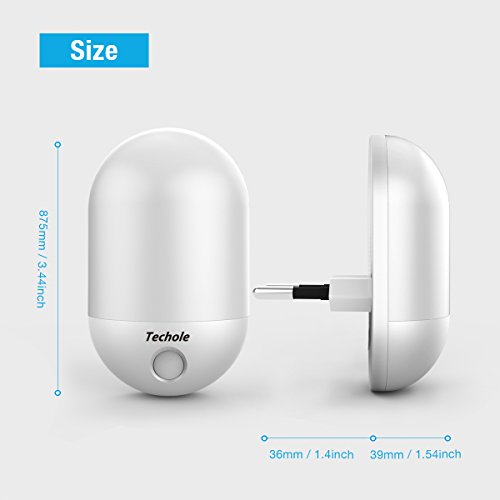 Luz Nocturna Infantil, Techole Lampara Nocturna Enchufe con Sensor de Luz Automático, Luz Quitamiedos Infantil para Niños, Habitación Bebé, Dormitorio, Sala, Garaje, Baño, Pasillos, Cocina