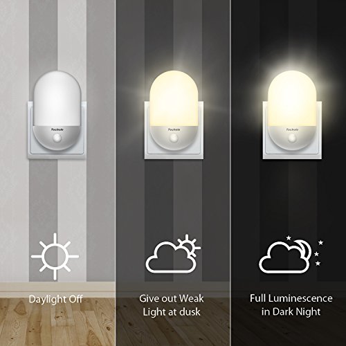 Luz Nocturna Infantil, Techole Lampara Nocturna Enchufe con Sensor de Luz Automático, Luz Quitamiedos Infantil para Niños, Habitación Bebé, Dormitorio, Sala, Garaje, Baño, Pasillos, Cocina