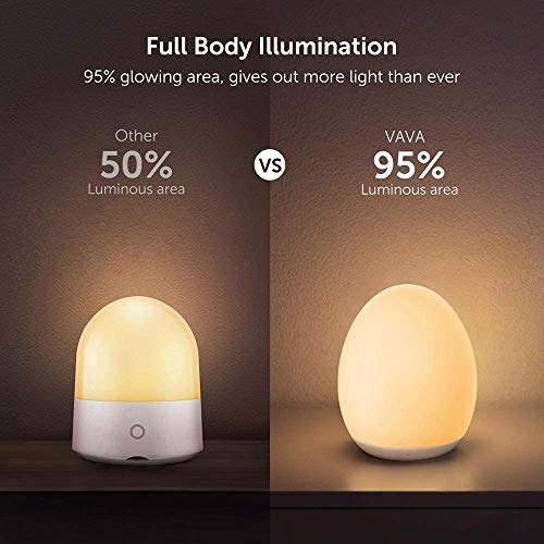 Luz Nocturna Infantil VAVA, Lámpara LED para Niños, 8 Color Cambiante, Control Táctil, Temporizador, Función de Memoria, Modo Nocturna, Cuidado Ojos, Seguro, Regalo para bebé, Niño