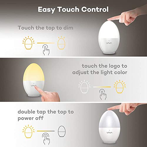 Luz Nocturna Infantil VAVA, Lámpara Quitamiedos para Niños/Bebé (Seguro ABS+PC, IP65 Impermeable, Resistente a Rotura, LED Cuidado Ojos, Brillo y Color Ajustable, Control Táctil, Recargable)