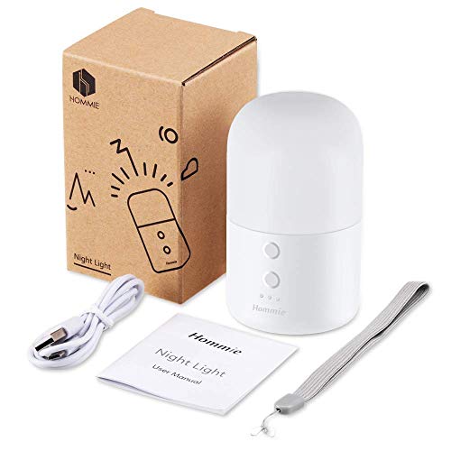 Luz Nocturna Infantil,Hommie 2 EN 1 LED Luz Bebé Nocturna y Linterna, 4 Colores y Brillo Ajustable, Control Táctil,Recargable, Seguro Calidad, Resistente a Rotura, Cuidado Ojos,Lámpara Habitación Bebé