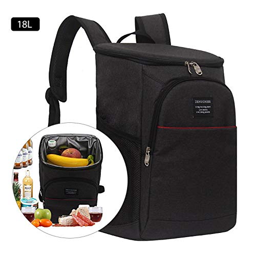 Luzoeo Mochila térmica con Capacidad de enfriado Mochila Nevera Mochila Refrigeración Aislamiento con Forro Impermeable Portatil Mochila Térmica Porta Alimentos para Playa Picnic Camping (Negro)