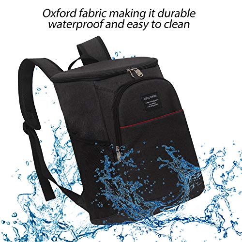 Luzoeo Mochila térmica con Capacidad de enfriado Mochila Nevera Mochila Refrigeración Aislamiento con Forro Impermeable Portatil Mochila Térmica Porta Alimentos para Playa Picnic Camping (Negro)