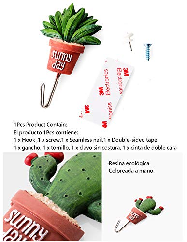 Lvcky - Colgador para pared con diseño de planta en maceta, con adhesivo y tornillos para decoración (5 unidades)