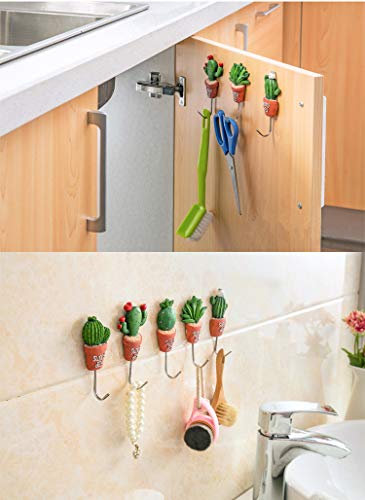 Lvcky - Colgador para pared con diseño de planta en maceta, con adhesivo y tornillos para decoración (5 unidades)