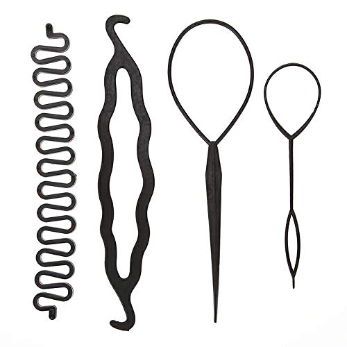 LWBTOSEE Juego de 4 pinzas de pelo trenzado mágico para sujetar el cabello, trenzas, agujas de tirar, coleta y herramientas de bricolaje
