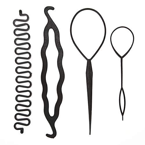 LWBTOSEE Juego de 4 pinzas de pelo trenzado mágico para sujetar el cabello, trenzas, agujas de tirar, coleta y herramientas de bricolaje