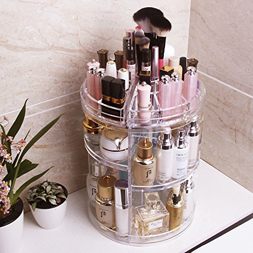 Lx-Top 360 Grados Giratorio Organizador de Maquillaje Más Grueso Almacenamiento de cosméticos Mejorado Y Novela Diseño Gran Capacidad con 6 Capas Ajustables Regalo de Bricolaje