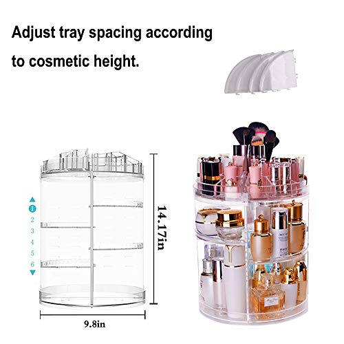 Lx-Top 360 Grados Giratorio Organizador de Maquillaje Más Grueso Almacenamiento de cosméticos Mejorado Y Novela Diseño Gran Capacidad con 6 Capas Ajustables Regalo de Bricolaje