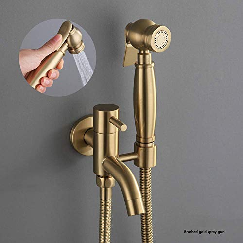 Lxyfc Oro Dibujo latón Mano baño baño de Ducha bidé Grifo con Solo frío montado en la Pared del pulverizador bidé for la higiene Femenina, regar Las Plantas, TB