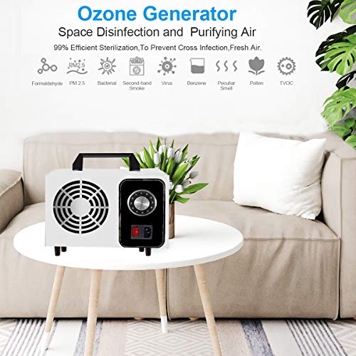 Lychee Generador de ozono Comercial con Temporizador ,10g/h 220V Purificador de Aire de ozono móvil Ozone Machine O3 para Hogar, Oficina, Hospital,Automóviles y Mascotas