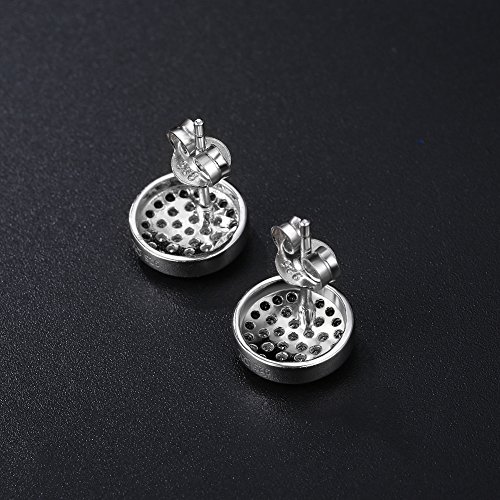 Lydreewam dia del padre regalos Pendientes Hombre Plata de Ley 925 con Obsidiana & 3A circonia cúbica, diámetro 10mm