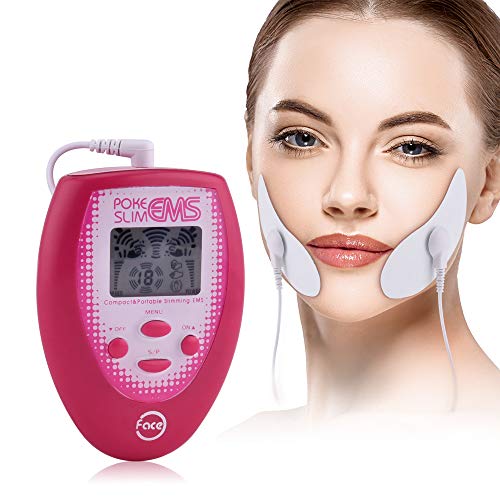 LYHD Masaje Facial Eléctrico Estimulación Muscular Electrónica + 2 uds Electrodos Pegatina para la Cara + 2 Pegatinas para la Cara Masajeador Facial Herramienta para Adelgazar