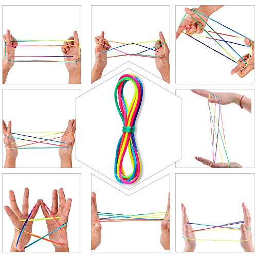 LYTIVAGEN 6 PCS Juego de Cuerdas para Juegos de Dedos, Juguetes de Habilidad de Dedos Cuerda de Arco Iris para Juegos Antiguos (2MM * 165CM)
