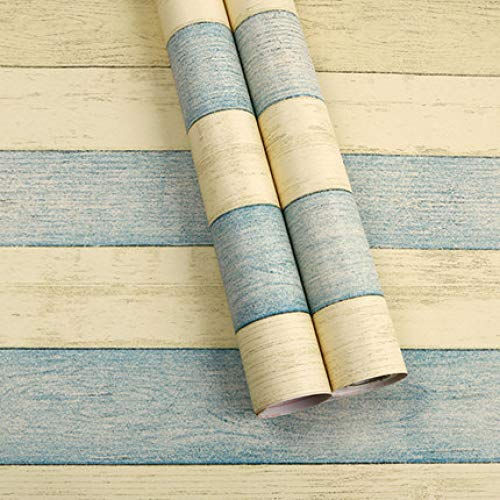 LZYMLG Vinilo 3D Mediterráneo grano de madera papel autoadhesivo para muebles de pared de madera