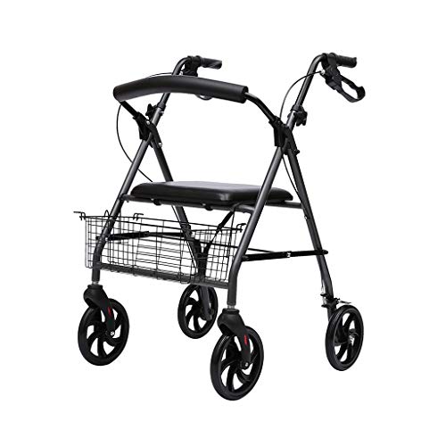 M-JJZX Andador para Personas Mayores Y Modelo De Silla De Ruedas. Frenos Plegables De Colon En Las Asas. Cesto De Altura Ajustable Y Andador De Asiento.