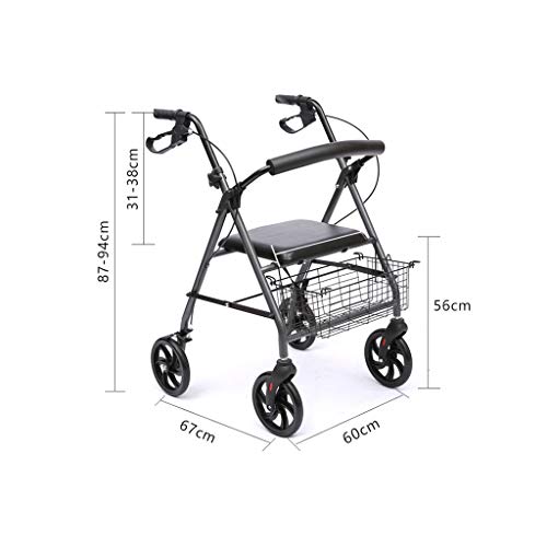 M-JJZX Andador para Personas Mayores Y Modelo De Silla De Ruedas. Frenos Plegables De Colon En Las Asas. Cesto De Altura Ajustable Y Andador De Asiento.